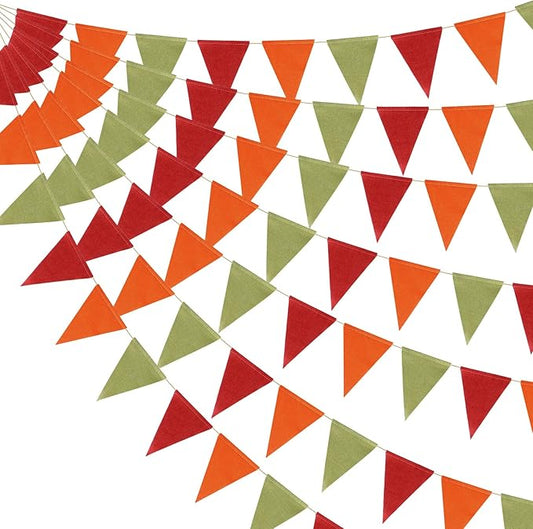 HESTYA 42 Pieces Colorful Pennant Banner Flag Orange Red Green Bunting Triangle Banner for Classroom School Carnival Birthdays Garland Outdoor Events Party Hanging Decorations