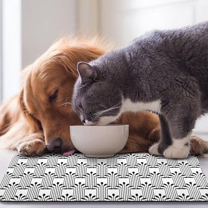 Dog Food Mats for Floors Waterproof, Dog Cat Water Bowl Mats Pet Feeding Absorbent Mat Dog Cat Pet Placemats for Food and Water Bohemia 17 * 30 inch