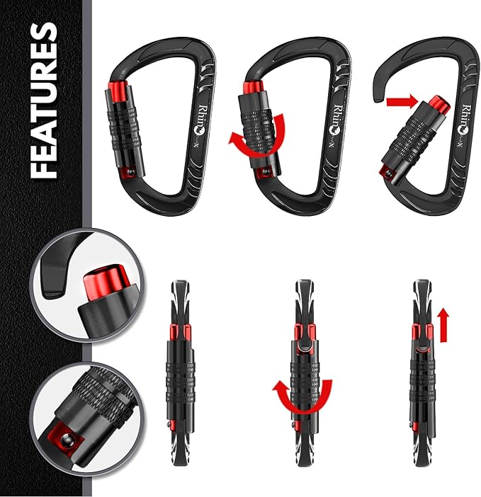 12kN (2697 lbs) Heavy Duty Carabiner Clips, for Securing Pets, Outdoor, Camping, Hiking, Hammock, Dog Leash Harness, Keychains