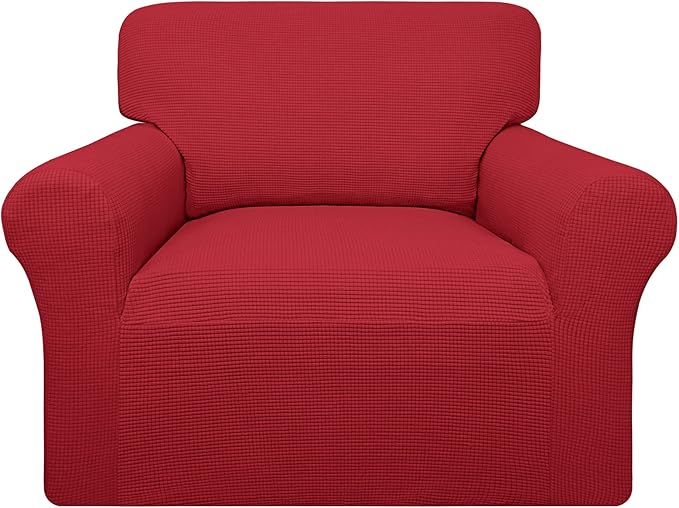 Easy-Going 100% Waterproof Chair Couch Cover, Dual Waterproof Sofa Cover, Stretch Jacquard Sofa Slipcover, Leakproof Furniture Protector for Kids, Pets, Dog and Cat (Chair, Christmas Red)