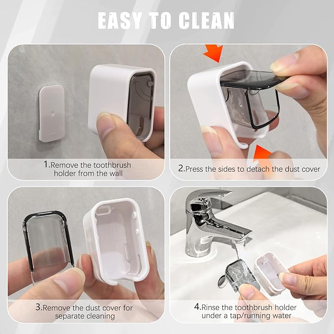 2 Pack Mini Toothbrush Holder Wall Mounted with Cover, Single Slot Toothbrush Storage Organizer for Shower, Compact Toothbrush Holders for Bathroom & Travel, Ideal for Family Tooth Brushes
