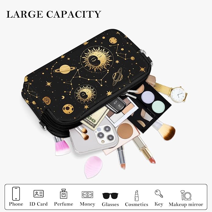 BIAOTIE Wristlet Purses for Women, Nylon Small Crossbody Bags with Adjustable Strap 3 Zipper Wristlet Wallet Phone Organizer