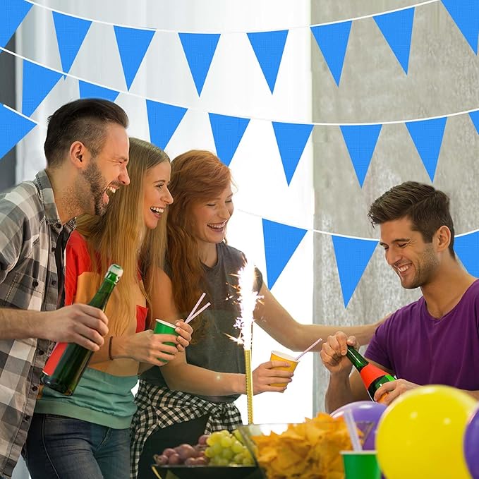 Tatuo 820 ft 500 Pcs Pennant Banner Flag String Hanging Triangle Bunting Flag for Carnival Party Outdoor Events Birthday Classroom Decoration(Blue)