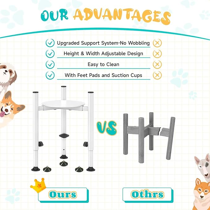 Adjustable Elevated Dog Bowl Stand for Dogs - 4 Heights, Wide 5-10" -Oppro Single Raised Dogs Food Water Bowls Holder, Upgrade Metal Elevated Dog Feeder with Tray for Small Medium Large