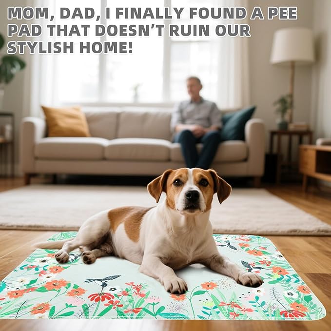 KOOLTAIL Washable Pee Pads for Dogs, 2 Pack Super Absorbent Reusable Puppy Training Pet Pads Waterproof, Nonslip and Leak-Proof Dog Pee Pads, Large Pet Mats Whelping Pads for Floor