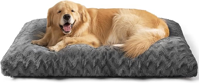 EHEYCIGA Washable XL Dog Bed for Crate 41x27 Inch, Reversible Kennel Pad for Extra Large Dogs Weight Up to 75 lbs, Plush and Comfy Pet Sleeping Mat, Charcoal