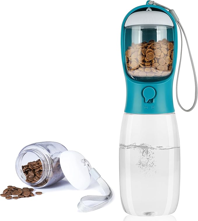 AVELORA Dog Water Bottle,Portable pet Water Bottle with Food Container,Outdoor Portable Water Dispenser for Cat,Rabbit,Puppy and Other Pets for Walking,Hiking,Travel(19oz)