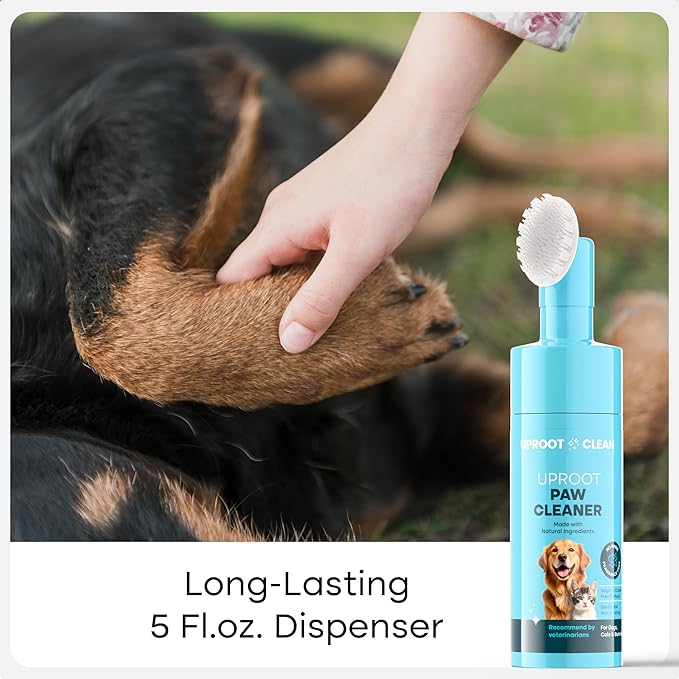 Uproot Clean Dog Paw Cleaner - No-Rinse Paw Cleaner for Dogs - Easy Dog Foot Washer with Bristle Brush - Fragrance-Free Foot Scrubber for Home and On-the-Go - Hypoallergenic & Safe All Dogs
