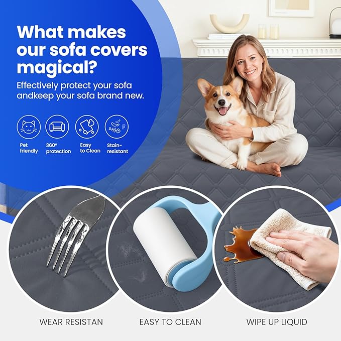 CYCMACO Waterproof Dog Bed Cover Pet Blanket, Soft Couch Cover for Dogs Washable, Non-Slip Dog Blanket Protect Furniture Couch Sofa Car for Puppy Large Dogs Cat (30x53 Inch, Dark Grey)