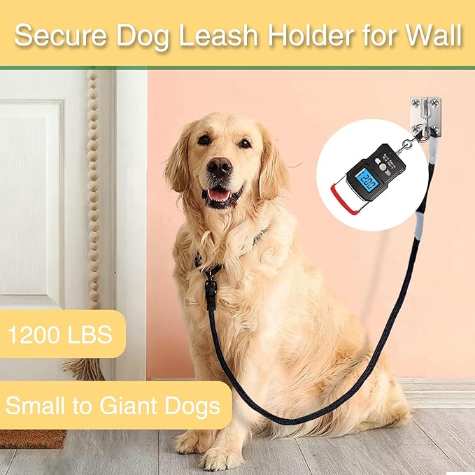 Lonepetu Secure Dog Leash Holder for Wall Mounted, Heavy Duty Stainless Steel Hooks for Dog Leashes for Tie Out in Yard, Enclosed Pet Leash Wall Hook for Indoor & Outdoor Use Easy to Install