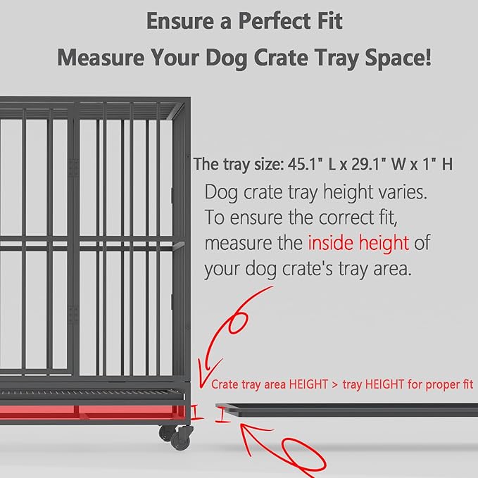 Dog Crate Tray 45.1" - ChewProof Replacement Pan, Easy to Clean, Easy to Assemble,Ideal for Potty Training - Perfect for Pet Crates & Kennels (45.1" L x 29.1" W x 1" H)