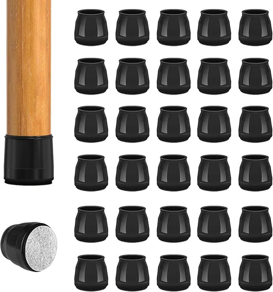 36pcs Round Chair Leg Floor Protectors, Felt Pads Chair Leg Protectors for Hardwood Floors, Silicone Furniture Feet Cups Covers Felt Pads, Prevents Scratches & Reduce Noise, Black, Small