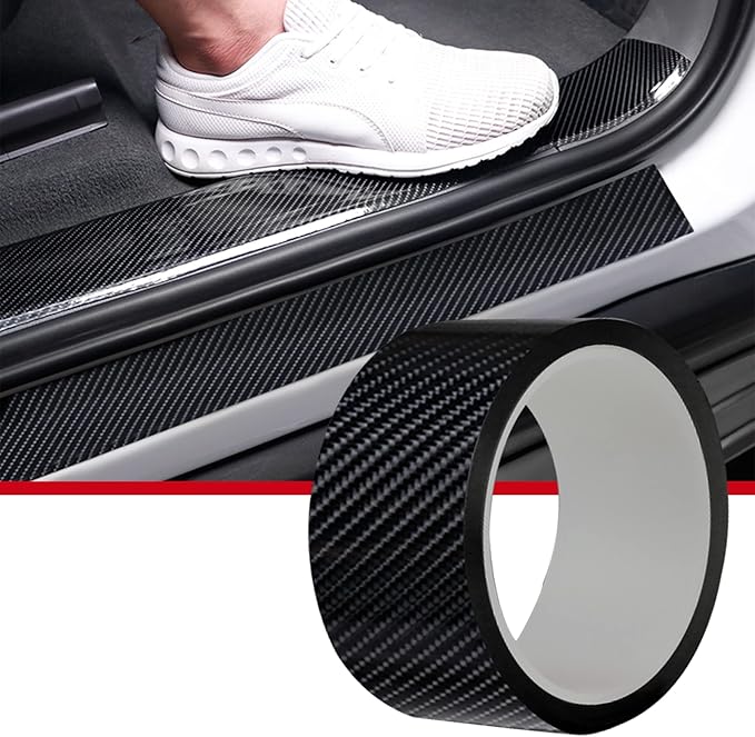 CloudBuyer Universal Car Door Edge Protector, Carbon Fiber 5D Gloss Black Vinyl Wrap Film with Anti-Collision Protection for Most Vehicles (33Ft x 2.7In, Black)