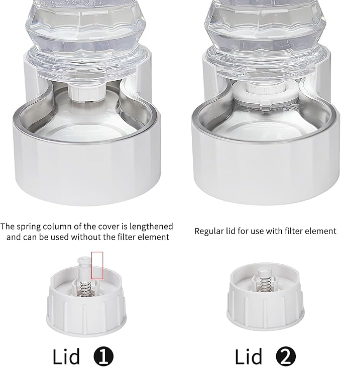 RIZZARI Automatic Dog Water Bowl: 5L Gravity Stainless Steel Cat Water Dispenser - with Two Caps and Filters for 8-20 LB Elderly Dogs with Spinal Problems - for Kitchen Bedroom