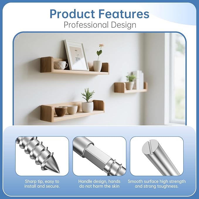 Duoduolaili-Floating Shelf Invisible Support Bracket (12 pcs) - Silver Hidden Brackets for Floating Wood Shelves–Blind Shelf Supports-Great Invisible Support for Thin Shelf–Shelving Mounting Hardware