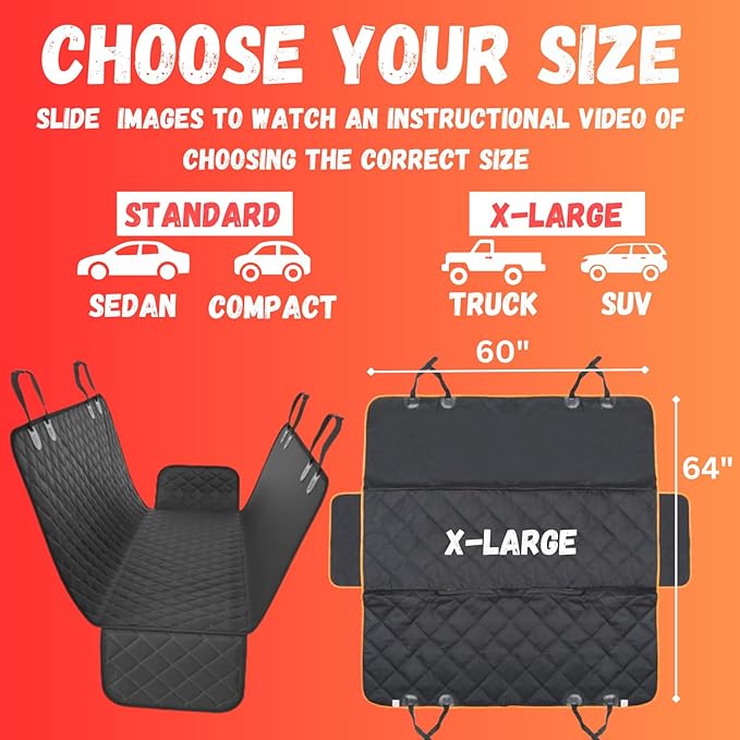 Doggie World Dog Car Seat Cover for Back Seat for XL Cars, SUVs & Trucks - Durable Car Cover Protector for Dogs, Nonslip Backseat Dog Hammock, Waterproof Scratchproof Protection Against Dirt, Pet Fur