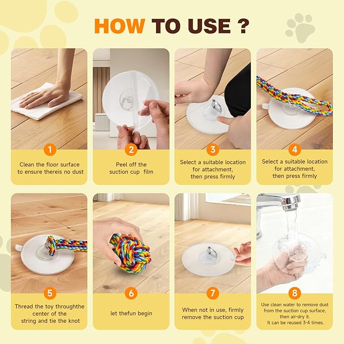 Duocharm Interactive Suction Cup Tug Dog Toy for Small to Medium Dogs,Cotton Tug Rope,Puppy Teething Toy,Indestructible Chew Toy for Aggressive Chewers,Puzzle Enrichment Toy to Keep Dogs Busy