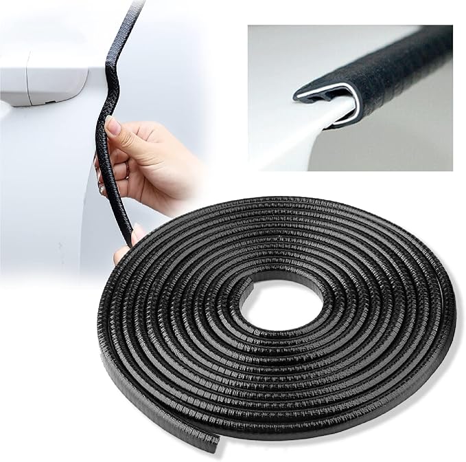 Car Door Edge Guards Black, 16Ft Rubber Seal Protector U Shape Edge Trim Car Door Edge Protection Fit for Most Car