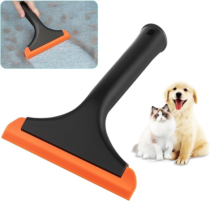 Astfys Silicone Pet Hair Removal,Pet Hair Rubber Carpet Rake Cat Dog Hair Remover with 8in Long Handle Pet Hair Remover for Furniture Couch Carpet