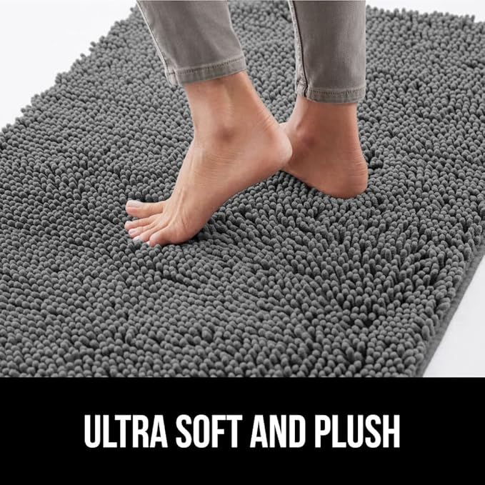 GORILLA GRIP SOAKSTOPPER Dog Door Mat, Machine Washable Rug Absorbent Doormat Captures Moisture Mud Dirt, Quick Dry Soft Chenille Entryway Rugs Indoor Entrance Mats for Dog Paws, 24x17 Gray