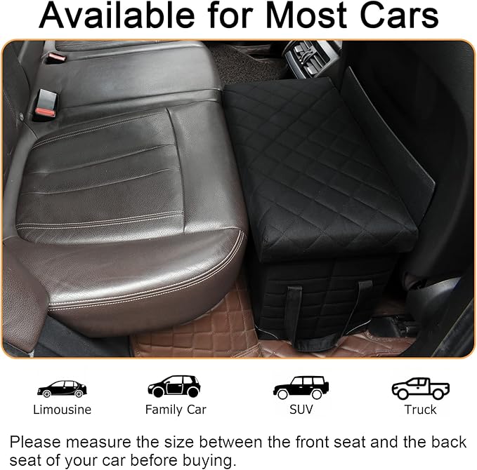 LIONROGE Car Back Seat Extender for Large Dogs up to 200lbs,Dog Car Back & Front Seat Extender with Storage,Prevent Your Dogs from Falling Off The Seat