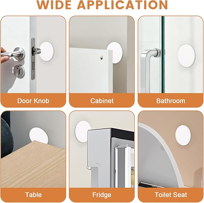 Probrico White Silicone Door Stoppers, 3.15" Round Self-Adhesive Wall Protector 4 Packs, Not-Clear Bumper for Wall/Cabinet Door Protecting, Soft Silicone Crash Pads-Quiet Door Opening