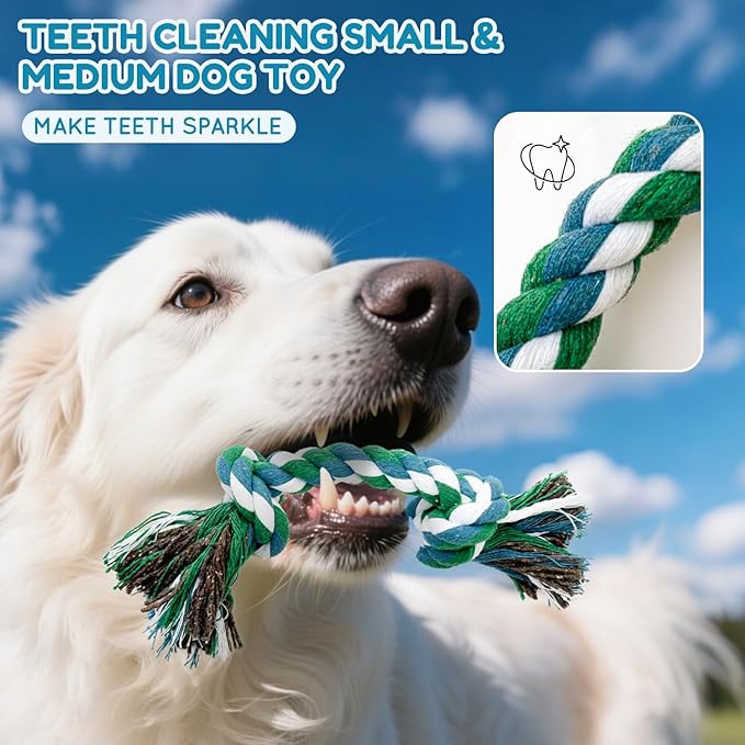 Dog Teething Chew Toys - 8 Pack Durable Dog Rope Toys for Small & Medium Dogs - Interactive Dental Chew Toys with Cotton, Tough Tug of War Puppy Teeth Cleaning & Training Toys