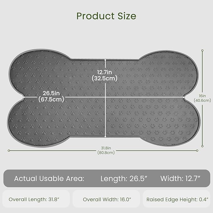 Dog Food Mat Anti-Slip Silicone Dog Bowl Mat Thicker Pet Placemat Waterproof Cat Feeder Pad with Raised Edge Puppy Kitten Feeding Mats Suitable Small Medium-Sized Dogs Cats Eating Tray