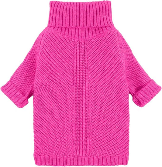 Fitwarm Valentines Dog Turtleneck Sweater, Dog Winter Clothes for Small Dogs Girl, Knitted Pet Coat, Cat Outfit, Hot Pink, Medium