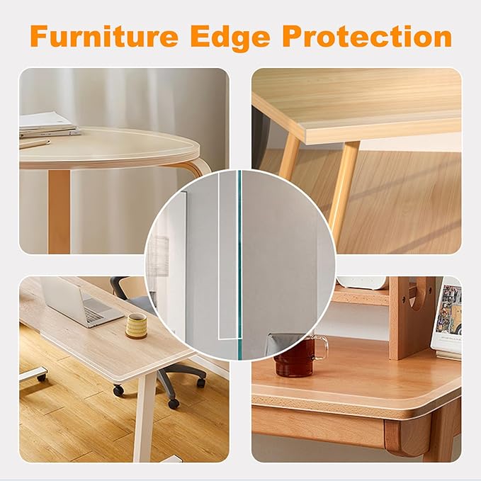 1.57 in x 9.84 FT,Clear Edge Protector Strip Sharp Edge Wrap Cover Tape,Self Adhesive Protective Bumper Guards for Cabinet Door Desk Glass Table Bed Furniture, Kitchen Countertop, Waterproof