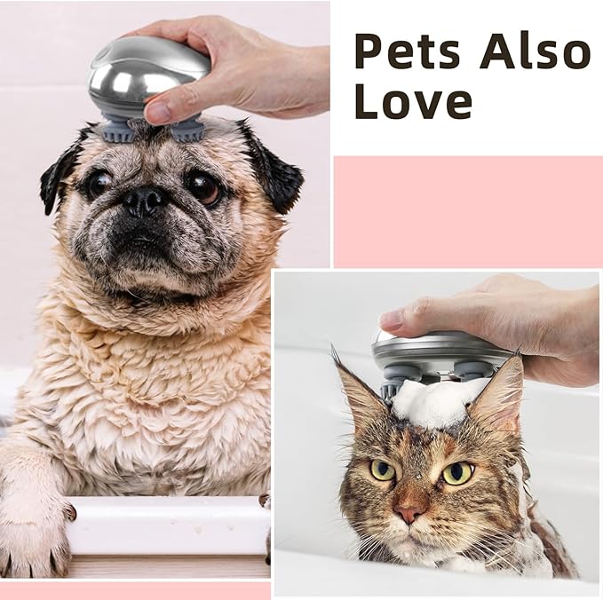 cotsoco Electric Pet Massager for Cats and Dogs Care with 8 Massage Heads, Handheld Cordless Head Scratcher Scalp Massager for Hair Growth, Deep Clean and Stress Relax, Gifts for Women, Men,Pets
