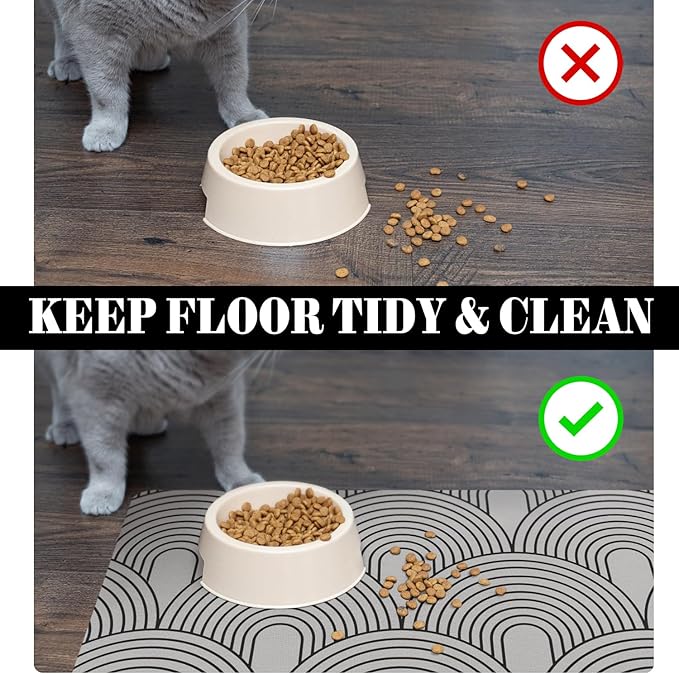 Dog Food Mats for Floors Absorbent, Pet Cat Food Mat - Quick Dry Dog Bowl Mats for Food and Water, Eco-Friendly Boho Pet Supplies