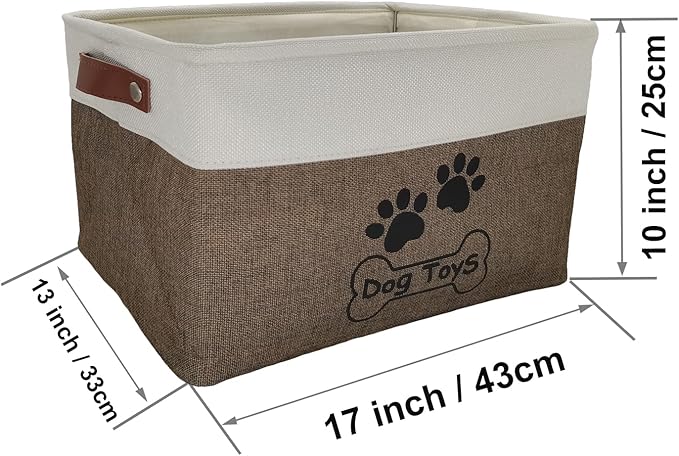 Large Dog Toy Basket Collapsible Dog Toy Box Shape Keeping Rectangle Dog Toy Bin for Pet Toys,Accessories