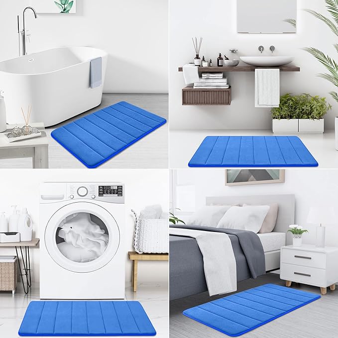Buganda Memory Foam Bath Mat, 35.4" x 24", Ultra Soft and Non-Slip Bathroom Rugs, Water Absorbent and Machine Washable Bath Rug Runner for Bathroom, Shower, and Tub, Royal Blue