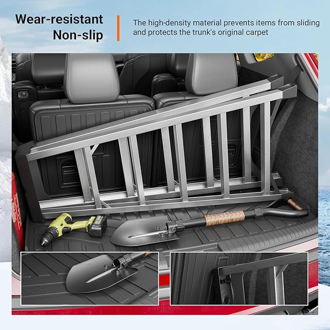 powoq Cargo Mat Compatible with 2022-2026 Acura MDX Trunk Mat with Backrest Mat Cargo Liner Back Seat Protector TPE Replacement for 2022-2026 Acura MDX Accessories (Trunk Mat with Backrest Mats)