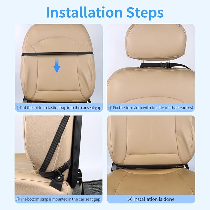 Viaviat Car Seat Protector Large Kick Mat 2 Pack Durable Water Resistant Auto Seat Back Covers with 2 Mesh Pockets Protection Against Dust Mud Scratches (Beige-A, 2-Pack)