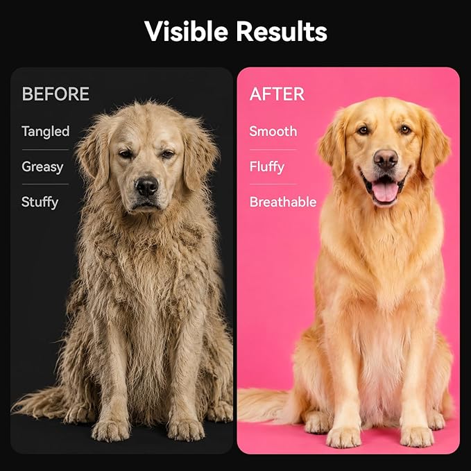 aumuca Undercoat Rake for Dogs & Cats – Deshedder & Grooming Brush – Dog Brush & Cat Brush for Long or Short Hair – Dematting Comb for Matted Fur, Kitten, Puppy, Rabbit, Horse