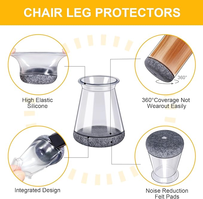 48 Pack Chair Leg Floor Protectors Small, Chair Feet Protectors for Hardwood Floors,Silicone Chair Leg Caps Covers Pads, Floors from Scratching and Reduce Noise(Fit:8/16"-15/16")