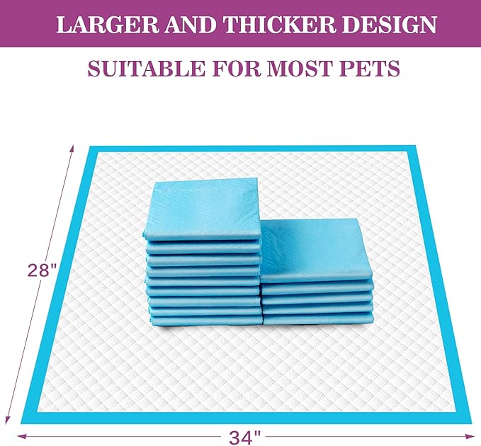 IMMCUTE Dog Pee Pads Extra Large 28"x34", X-Large Training Puppy Pee Pads Super Absorbent & Leak-Proof, XL Disposable Pet Piddle Pad and Potty Pads for Dogs, Puppies, Doggie (18 Count)