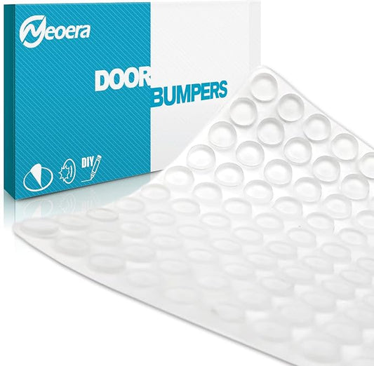 Neoera Cabinet Door Bumpers Rubber Feet (200pcs, 3/8” Dia, Clear Cylindrical Shape) Adhesive Sound Dampening Pads for Cabinet Doors, Drawers, Glass Tops, Cutting Boards, Laptop