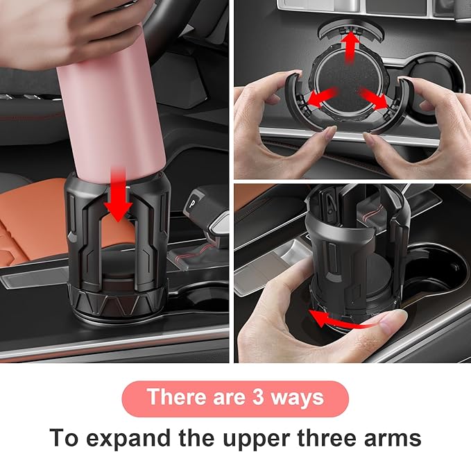Cup Holder Expander, Car Cup Holder Expander for Yeti, Hydro Flask, Nalgene, Takeya, Camelbak, Ramblers, Owala, Tumblers, Mugs, Bottles in 2.6"- 4.8", No Tools Required