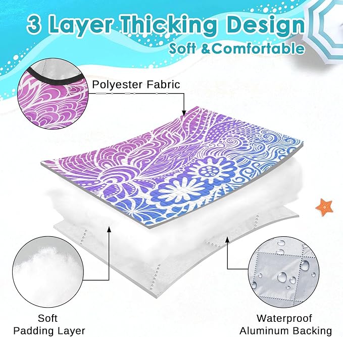 Waterproof Picnic Outdoor Blanket, 79" x 59" Sandproof Foldable Large Picnic Blanket for Beach, Camping, Park, Travel, Concert, Great Gift for Families and Couples (Hand Drawing)