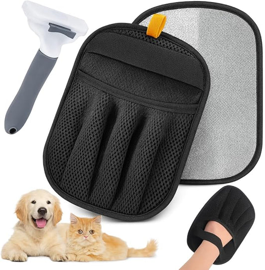 LuxUltra 2 Pet Hair Removal Glove Upgraded 5 Finger, Cat Hair Remover for Couch, Reusable Dog Hair Remover Electrostatic Magic Brush, Pet Hair Remover Glove for Laundry, Furniture, Carpet, Car Seat