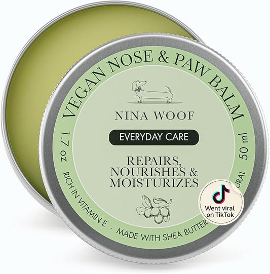 Nina Woof All-Natural Dog Paw & Nose Balm – Vegan Dog Grooming Supplies | Dog Paw Moisturizer & Nose Butter for Dogs | Safe Snout Soother for Dry Nose & Cracked Paws