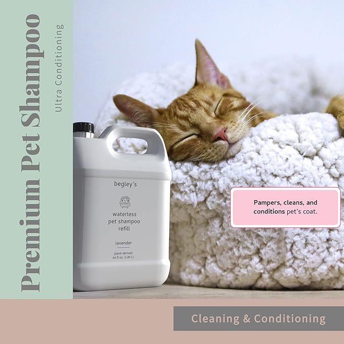 Begley's No Rinse Waterless Pet Shampoo, Bathless Cleaning, Deodorizing, and Odor Removal for a Shiny, Fresh Smelling Coat - Effective for Dogs, Puppies, and Cats - Refill, Fresh Oatmeal Mango