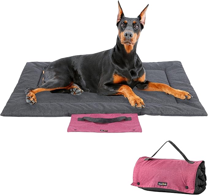 KHONSU PET Dog Travel Mat for Camping Portable Waterproof Lightweight & Outdoor Easy Clean Pad Foldable into Compact Carry Bag (Large Sized up to 65 lbs)