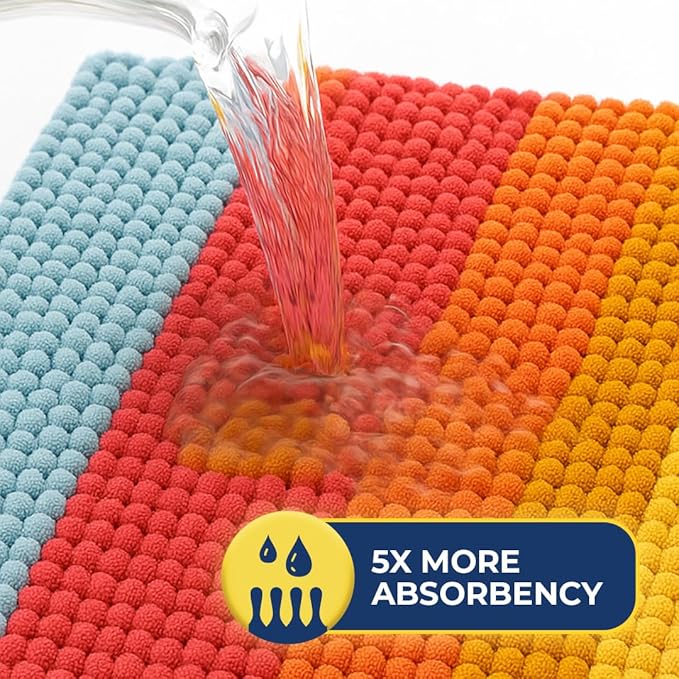 Muddy Mat® Super Absorbent Chenille Dog Door Mat for Muddy Paws – Non-Slip, Machine Washable Indoor Entry Rug, Quick-Dry Pet Mat for Entryway – Candy Stripes 19"x30"