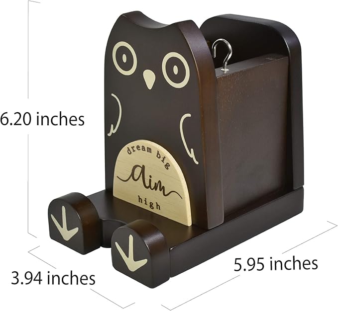 I'm Wood Multipurpose Eyeglass Phone Pen & Pencil Holder Stand Stationery Desk Box Organizer Accessories, Home Office Desktop Decor Birthday Graduation Gifts “Dream Big Aim High” (Owl)
