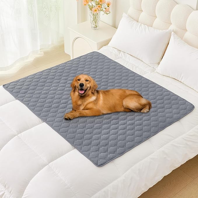 Smiry Waterproof Dog Bed Cover Blanket, Soft Reversible Pet Blanket, Washable Leakproof Cats Dogs Couch Cover for Sofa, Couch, Furniture, Plaid (40x50 Inch, Grey/Dark Grey)