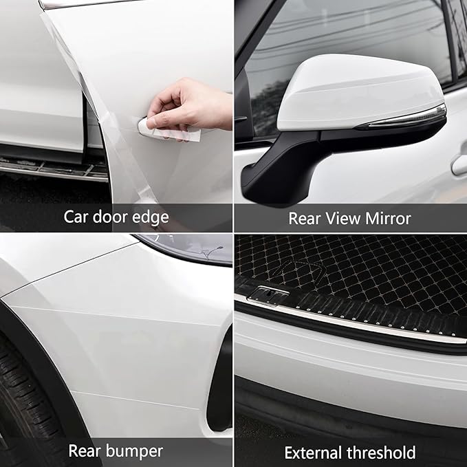 DGSL Car Door Edge Guards Door Sill Protector, 2.7In x 19.7Ft 5D Carbon Fiber Car Wrap Film, Vinyl Automotive Wrap Film Anti-Collision Fits for Most Car (Transparent)
